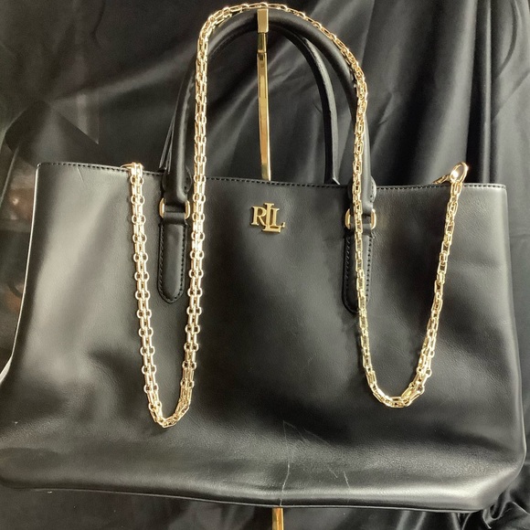 Lauren by Ralph Lauren Beautiful Black leather Handbag with...